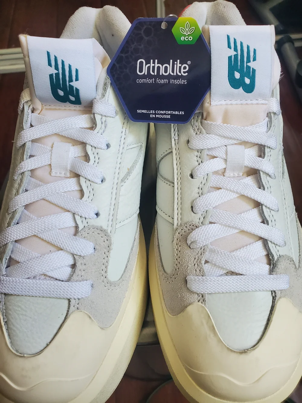 New Balance Kids White, Pink & Teal Retro Style Sneakers